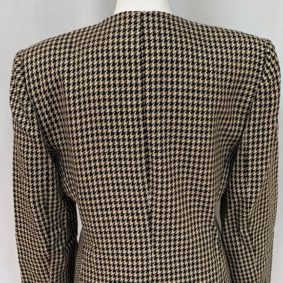 Vtg 80s Houndstooth Double Breast Wool Blazer Jacket Made in USA - Picture 12 of 16